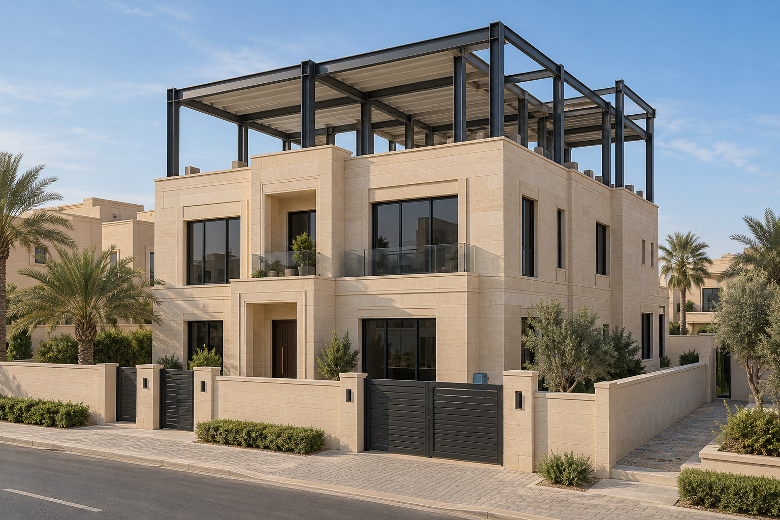 Concept of an additional steel storey above an existing building
